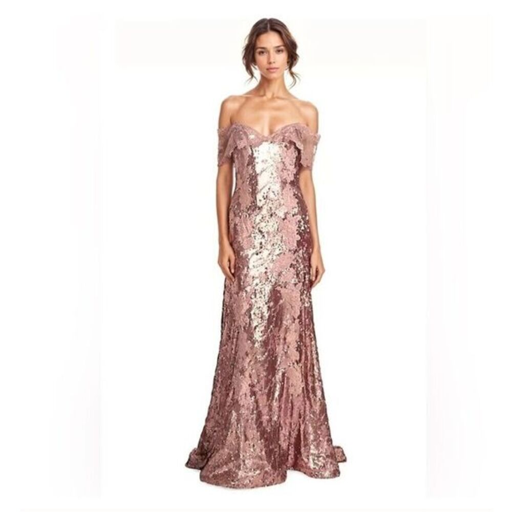 Rene Ruiz Collection Sequined Off-The-Shoulder Gown Size 6